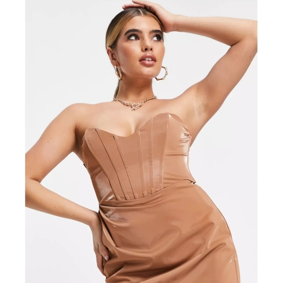ASOS Vinyl Corset Midi Dress - Picture 3 of 4